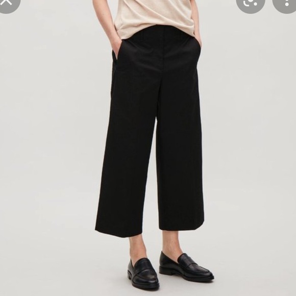 COS Black crop cropped wide leg pants w patch pockets sz 12 - Picture 1 of 7